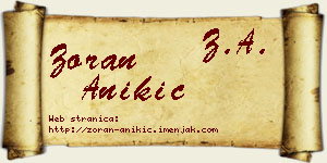 Zoran Anikić vizit kartica